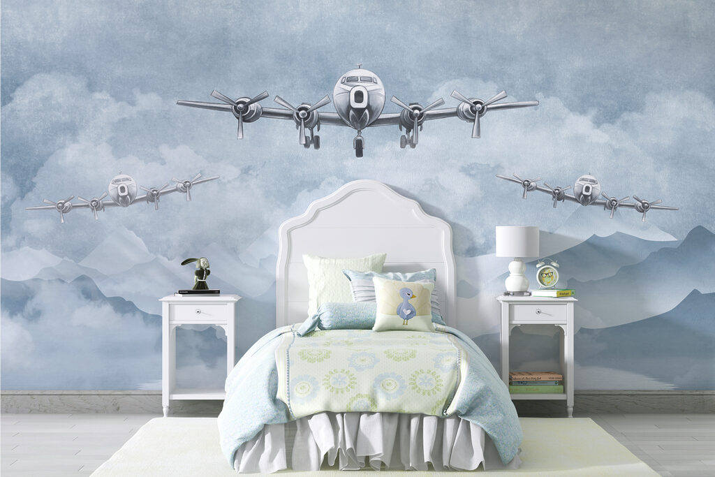 A group of airplanes flying in the sky