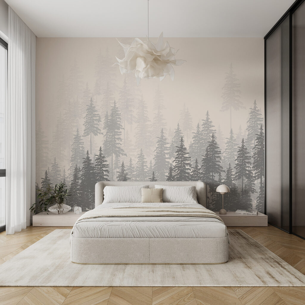 A group of trees in a forest A group of trees in a forest