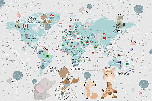 Um mapa do mundo com animais Um mapa do mundo com animais