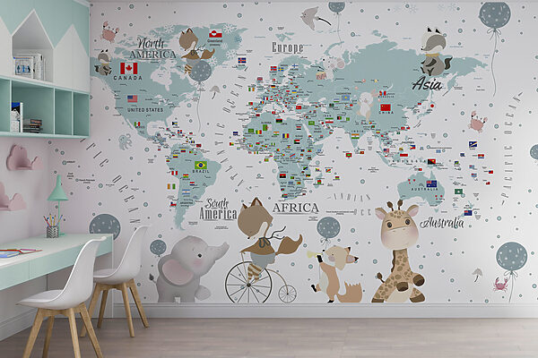 Um mapa do mundo com animais Um mapa do mundo com animais