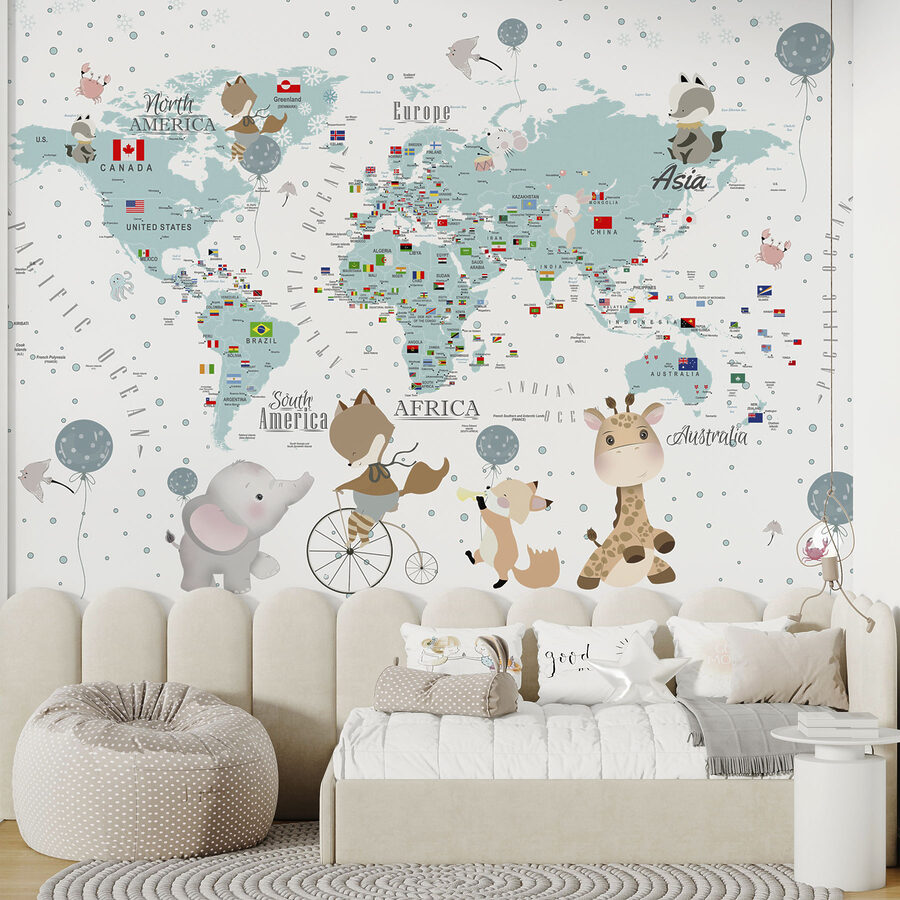 Um mapa do mundo com animais Um mapa do mundo com animais