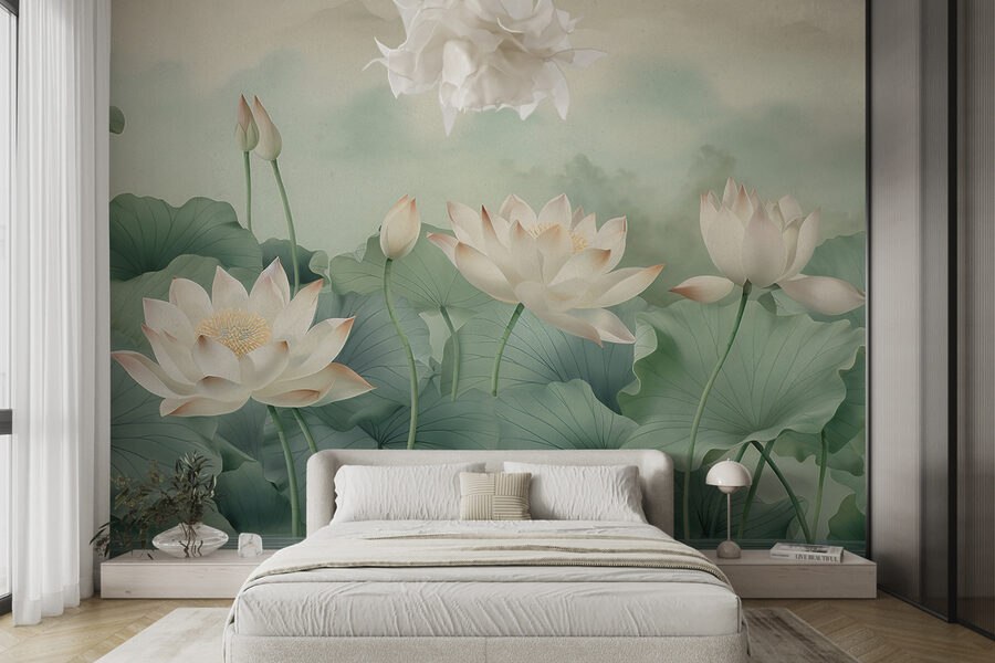 Uma pintura de flores e folhas Uma pintura de flores e folhas