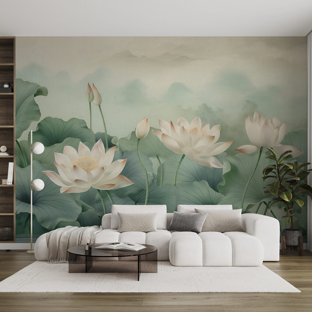 A painting of flowers and leaves A painting of flowers and leaves