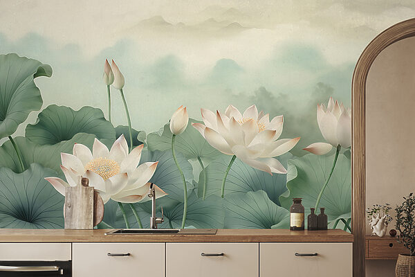 Uma pintura de flores e folhas Uma pintura de flores e folhas