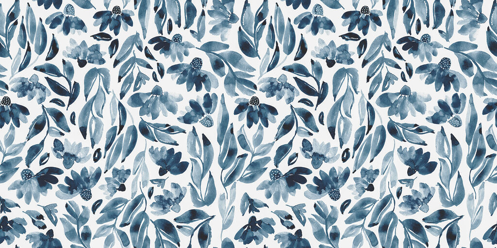 Um padrão de flores e folhas Um padrão de flores e folhas