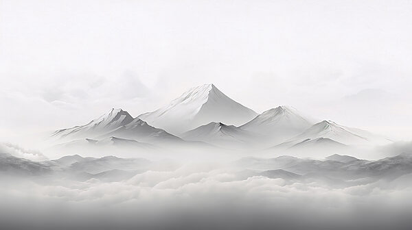 Uma cadeia de montanhas com nuvens Uma cadeia de montanhas com nuvens