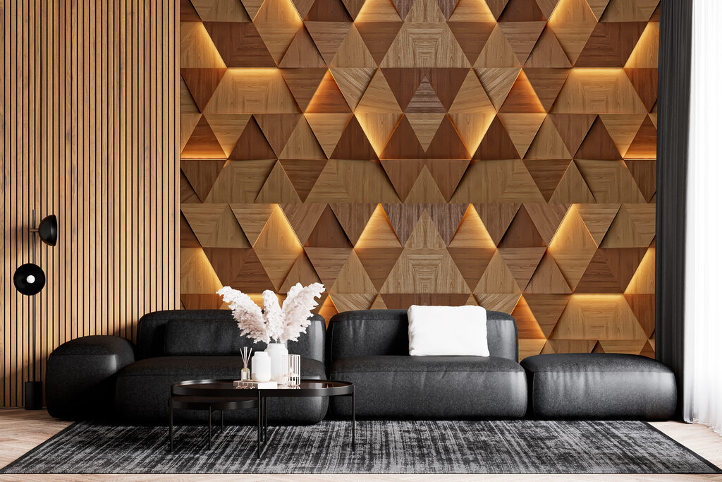 A wall with a pattern of triangles A wall with a pattern of triangles