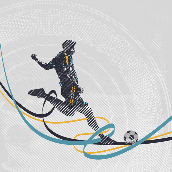 Um homem a pontapear uma bola de futebol Um homem a pontapear uma bola de futebol