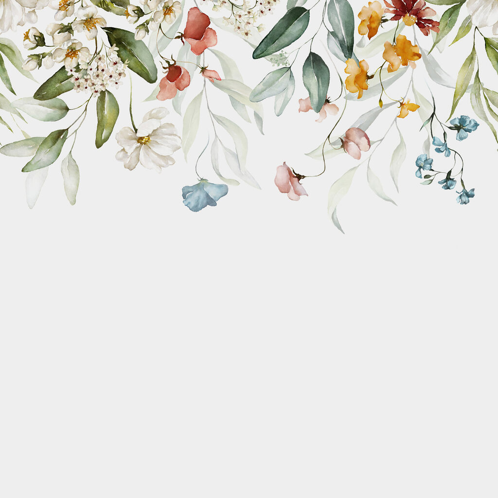 Uma pintura a aguarela de flores e folhas Uma pintura a aguarela de flores e folhas