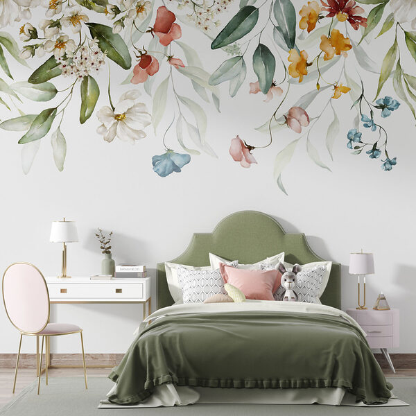 Uma pintura a aguarela de flores e folhas Uma pintura a aguarela de flores e folhas
