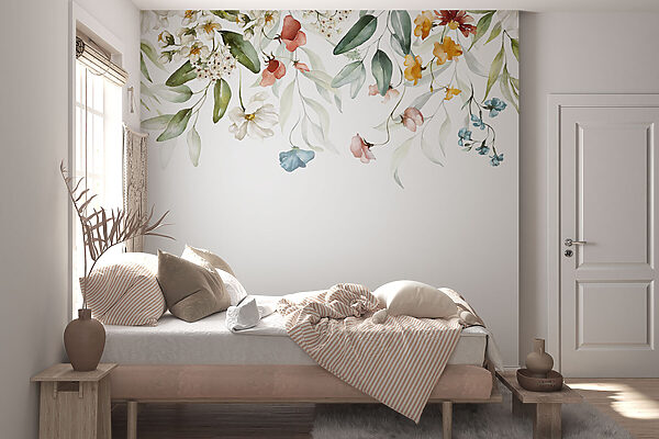 Uma pintura a aguarela de flores e folhas Uma pintura a aguarela de flores e folhas