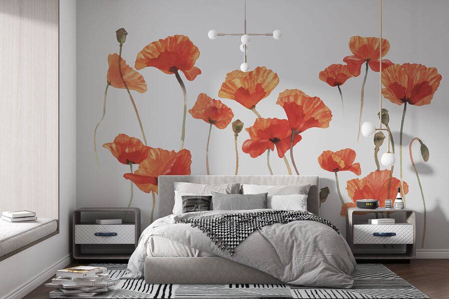 Papel de parede Um grupo de flores cor de laranja - Image 2