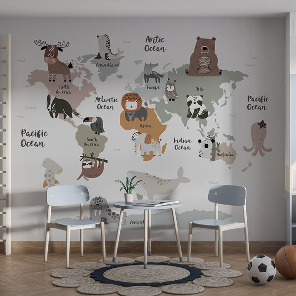 Um mapa de animais com texto Um mapa de animais com texto