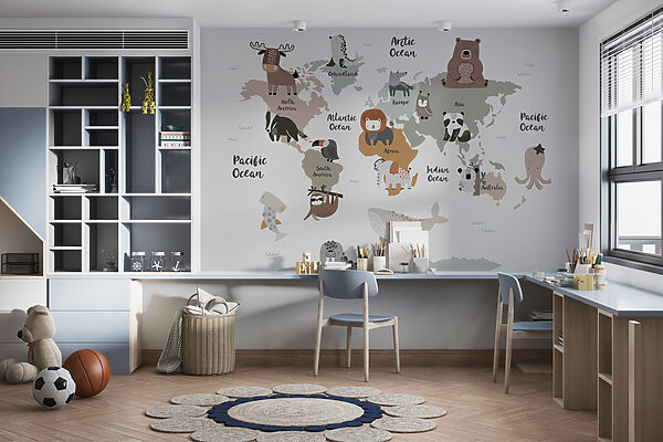 Um mapa de animais com texto Um mapa de animais com texto