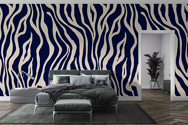 Um estampado de zebra azul e branco Um estampado de zebra azul e branco