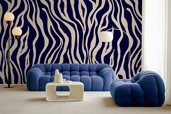 Um estampado de zebra azul e branco Um estampado de zebra azul e branco
