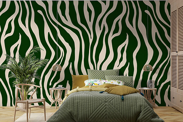 Um estampado de zebra verde e branco Um estampado de zebra verde e branco