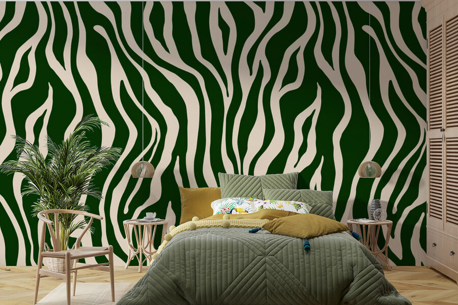 Um estampado de zebra verde e branco
