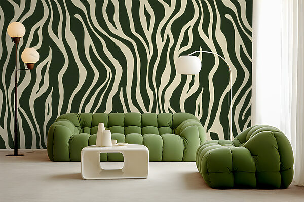 Um estampado de zebra verde e branco Um estampado de zebra verde e branco