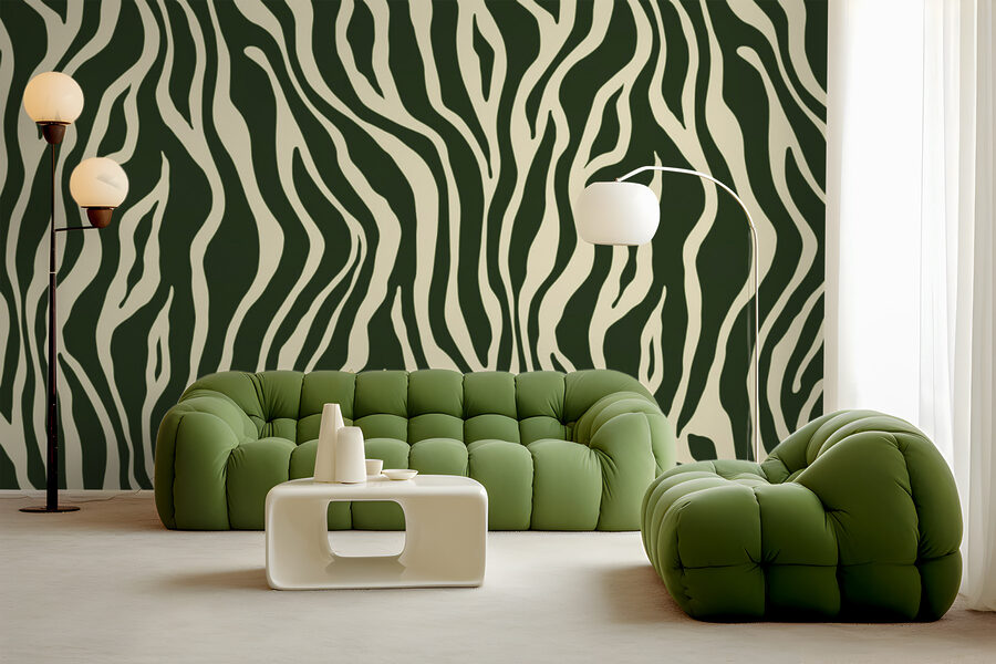 Um estampado de zebra verde e branco