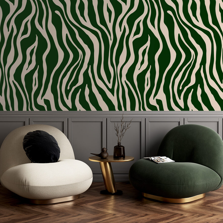 Um estampado de zebra verde e branco