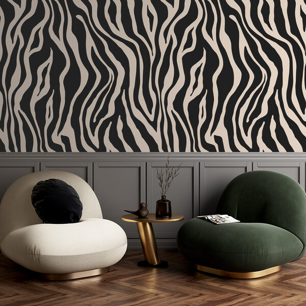 Um estampado de zebra preto e branco Um estampado de zebra preto e branco