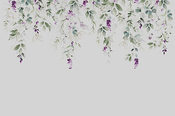 Uma pintura de folhas e flores Uma pintura de folhas e flores