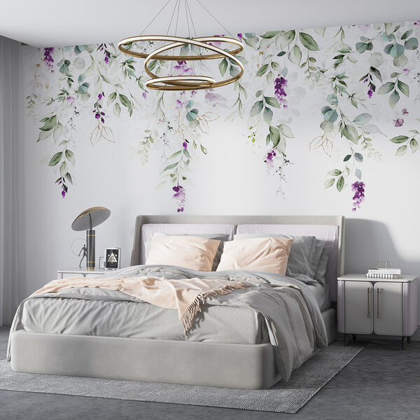 Uma pintura de folhas e flores Uma pintura de folhas e flores