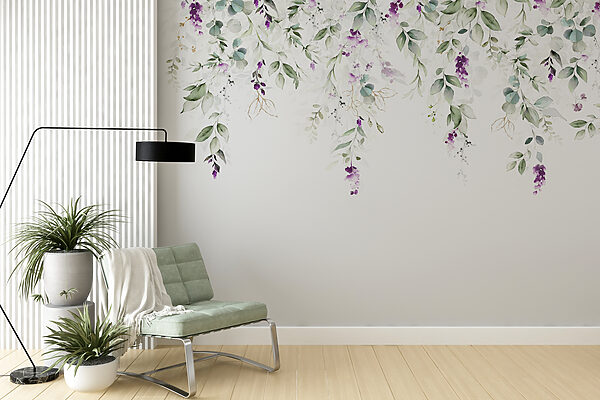 Uma pintura de folhas e flores Uma pintura de folhas e flores