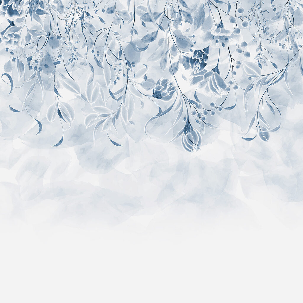 Um desenho floral azul e branco Um desenho floral azul e branco