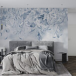 Papel de parede Um desenho floral azul e branco