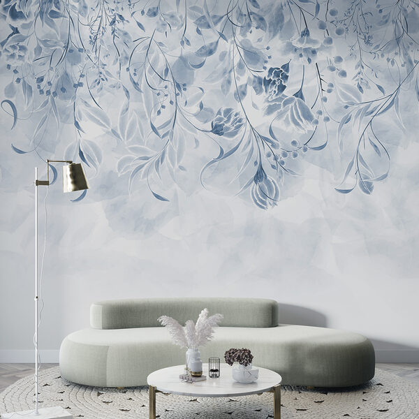 Um desenho floral azul e branco Um desenho floral azul e branco
