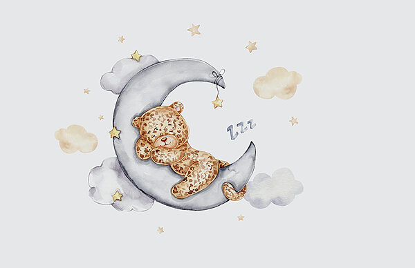 Um ursinho de peluche a dormir na lua Um ursinho de peluche a dormir na lua