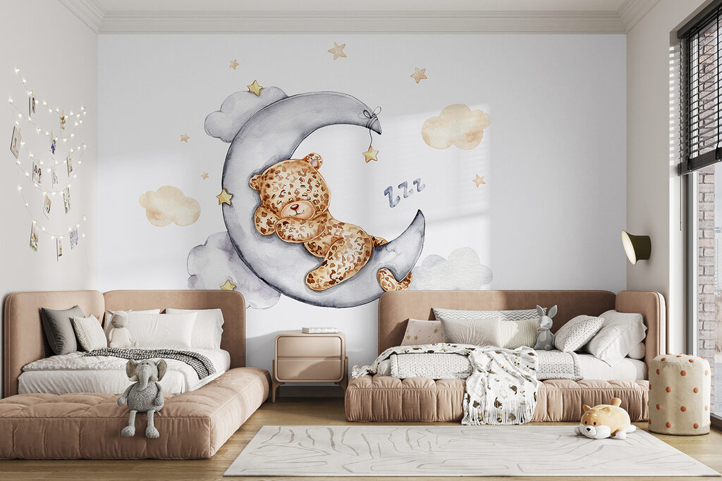 A teddy bear sleeping on the moon A teddy bear sleeping on the moon