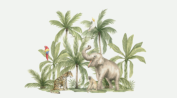 Um grupo de animais numa selva Um grupo de animais numa selva