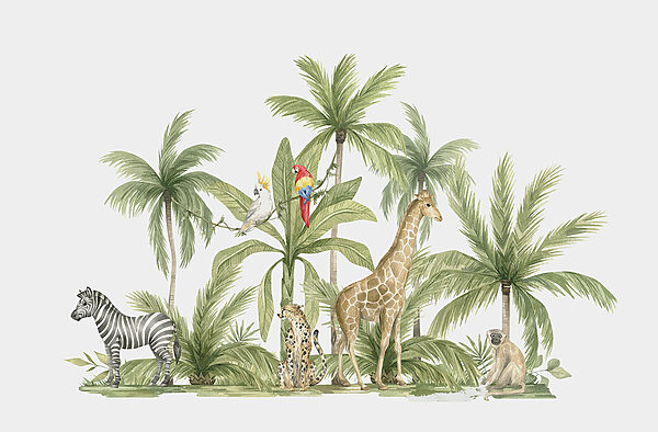 Um grupo de animais numa selva Um grupo de animais numa selva