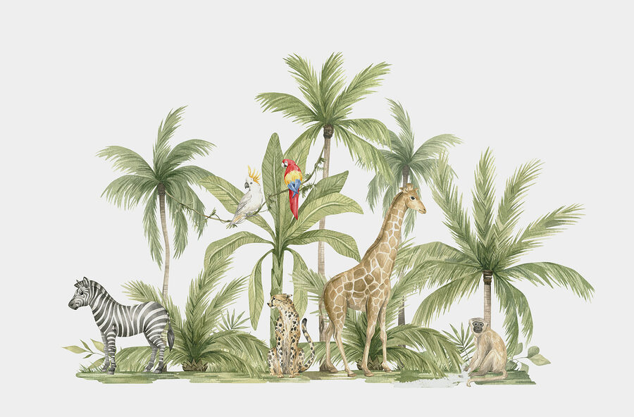 Um grupo de animais numa selva Um grupo de animais numa selva