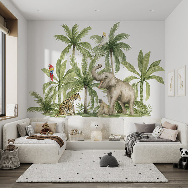 Um grupo de animais numa selva Um grupo de animais numa selva