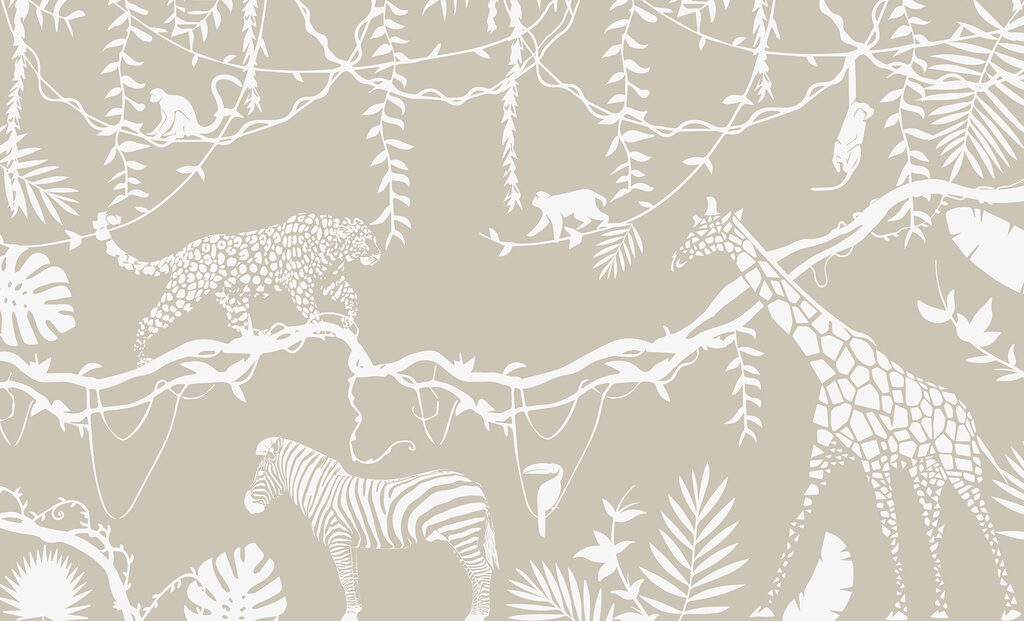 Um papel de parede com animais e plantas Um papel de parede com animais e plantas