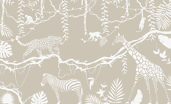 Um papel de parede com animais e plantas Um papel de parede com animais e plantas