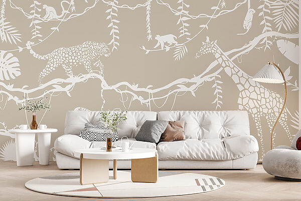 Um papel de parede com animais e plantas Um papel de parede com animais e plantas