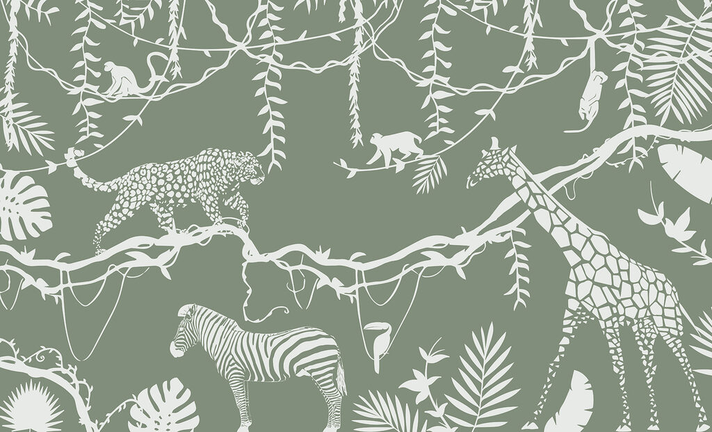 Um papel de parede com animais e plantas Um papel de parede com animais e plantas