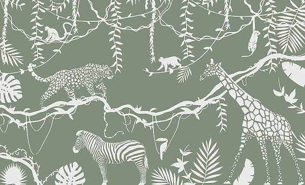 Um papel de parede com animais e plantas Um papel de parede com animais e plantas