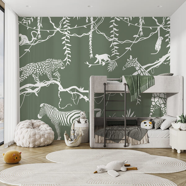 Um papel de parede com animais e plantas Um papel de parede com animais e plantas