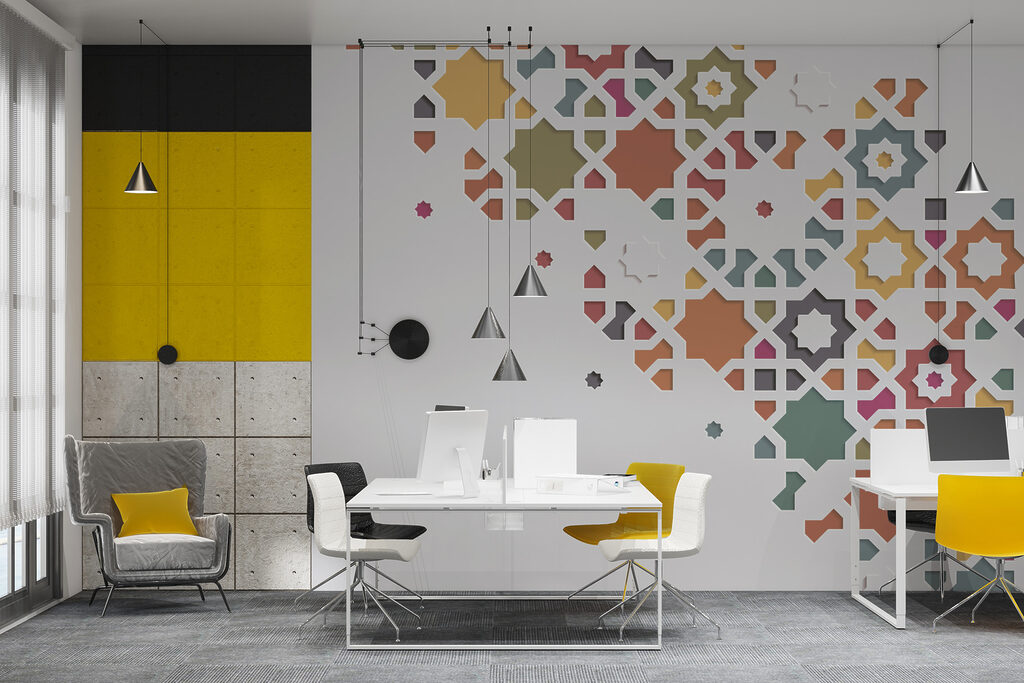 A white background with colorful design A white background with colorful design