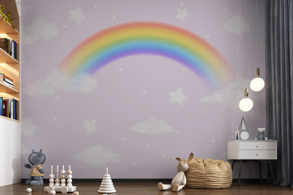 A rainbow and clouds in the sky A rainbow and clouds in the sky