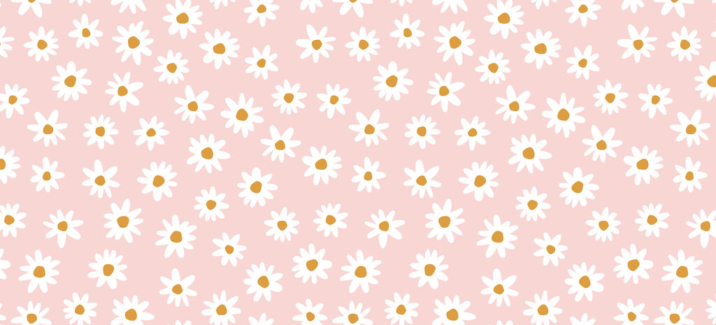 Um padrão de flores brancas sobre um fundo cor-de-rosa Um padrão de flores brancas sobre um fundo cor-de-rosa