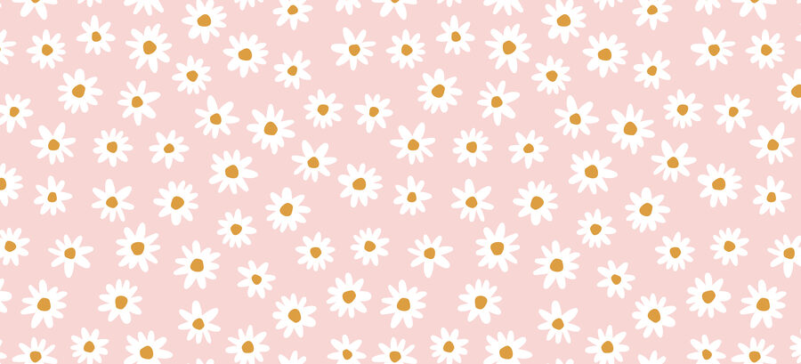 Um padrão de flores brancas sobre um fundo cor-de-rosa