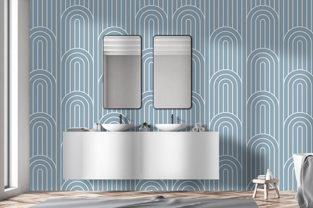 A pattern of white and blue lines A pattern of white and blue lines