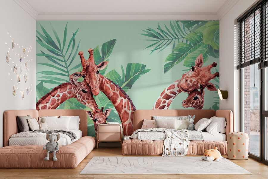 Um grupo de girafas com as cabeças juntas Um grupo de girafas com as cabeças juntas